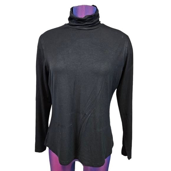 Herou Black Stretch Modal Mock Turtleneck‎ Top Size XL Women's I26 - Picture 1 of 8